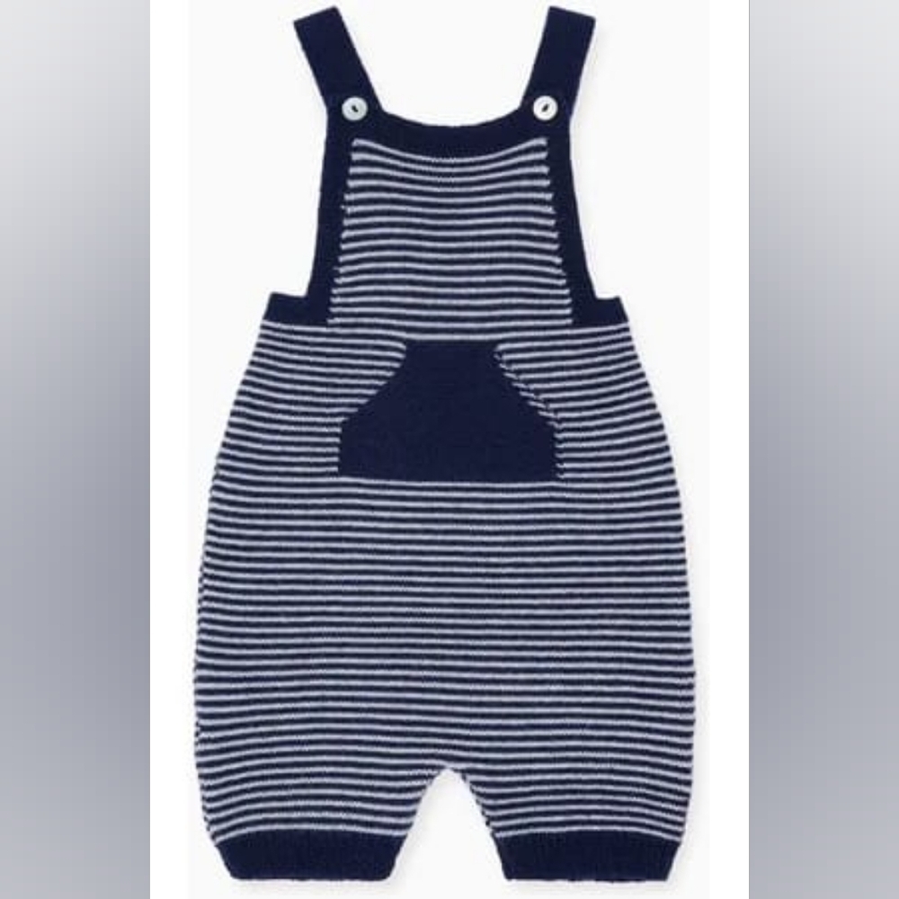 La Coqueta | Navy Stripe Nelo Merino Baby Overall